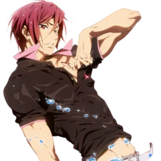 😡 Rin Matsuoka Free! Anime, Mangá, Personagem, cabelo vermelho, masculino, nadador whatsapp sticker