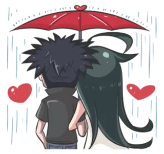 👫 anime, love, rain, umbrella, couple, romance telegram sticker