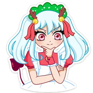 🤔 anime, cartoon, girl, christmas, maid, cute, kawaii telegram sticker