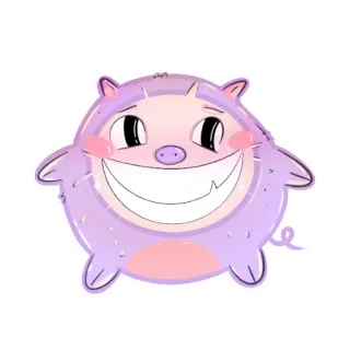 😃 cerdo, dibujos animados, lindo, morado, animal, pegatina whatsapp sticker