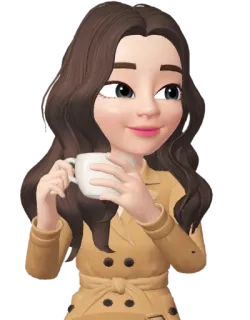 ☕️ desenho animado, mulher, café, chá, bebida, casaco telegram sticker