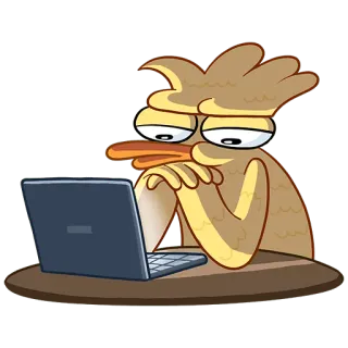 👨‍💻 утка, компьютер, ноутбук, скучно, интернет, печатает telegram sticker
