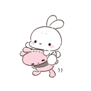 🤗 lapin, mignon, dessin animé, animal, kawaii whatsapp sticker