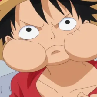 😐 Monkey D. Luffy One Piece Monkey D. Luffy, One Piece, Аниме, Мультфильм, Смешной, Лицо, Выражение telegram sticker