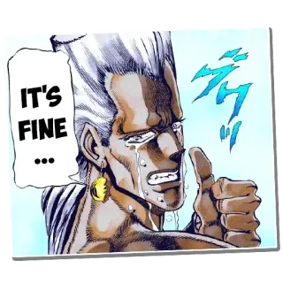 🥲 Jean Pierre Polnareff JoJo's Bizarre Adventure IT'S FINE Anime, Llorando, Pulgares arriba, Manga, Jojos Bizarre Adventure telegram sticker