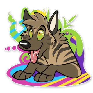 💊 Dibujo animado, Animal, Perro, Rayas, Lengua, Feliz whatsapp sticker