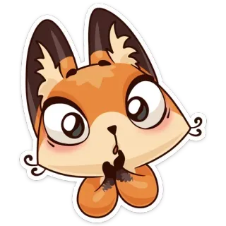 😳 fox, cute, animal, cartoon, sticker telegram sticker