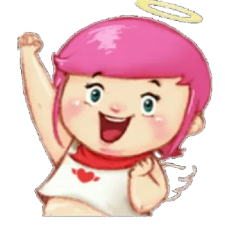 😄 ange, auréole, dessin animé, mignon, kawaii, fille telegram sticker