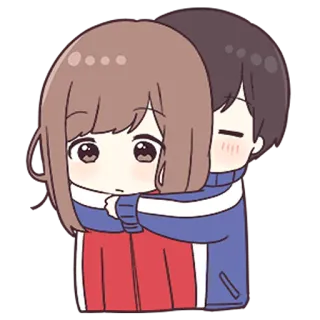 💙 cute, hug, anime, couple, love, cartoon whatsapp sticker