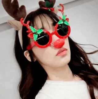 🎄 Frau, Rentier, Weihnachten, festlich, Brille, Feiertag, Porträt telegram sticker