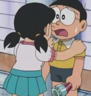 😥 Nobita Nobi Doraemon Anime, Umarmung, Cartoon, Freund, Weinen whatsapp sticker