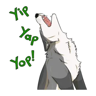🐕 Yip Yap Yop! lobo, animal, aullido, sonido, dibujos animados, ladrido, perro whatsapp sticker