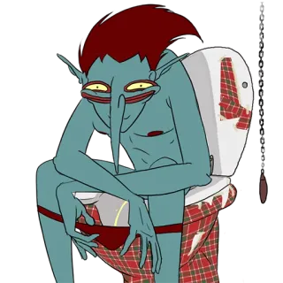 🚽 criatura, banheiro, sentado, desenho animado, engraçado telegram sticker