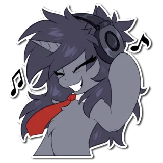 🎧 ステッカー, 漫画, 音楽, ヘッドホン, 獣人, 幸せ telegram sticker