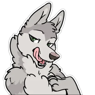 👀 wolf, dier, likken, harig, cartoon telegram sticker