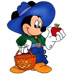🎃 Mickey Mouse Topolino, Disney, cartone animato, Halloween, dolcetto o scherzetto, mela telegram sticker
