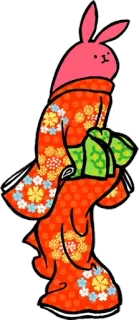 😛 Hase, Kimono, Japanisch, Traditionell, Süß, Kawaii whatsapp sticker