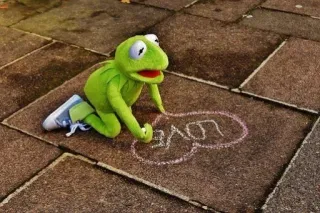 ❤️ Kermit LOVE kermit, amour, muppets, dessin, craie, grenouille telegram sticker