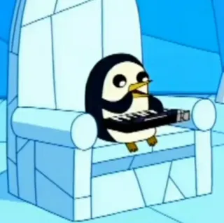 🎹 Gunter Adventure Time Gunter, Adventure Time, penguin, cartoon, ice king, ice, throne telegram sticker