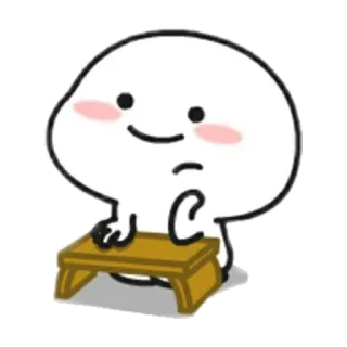 😕 卡通, 可爱, 白色, 桌子, 椅子 telegram sticker