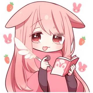✍ Anime, Mangá, Coelho, Kawaii, Fofo, Desenho animado whatsapp sticker