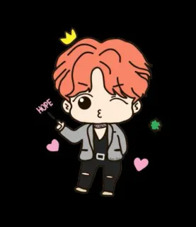 😘 HOPE Dessin animé, Mignon, Kawaii, Chibi, Personnage, Espoir whatsapp sticker
