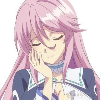 🥰 animé, cheveux roses, mignon, souriant, personnage telegram sticker