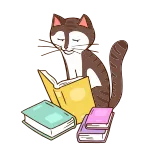 😺 cat, reading, books, animal, cartoon, education, cute telegram sticker