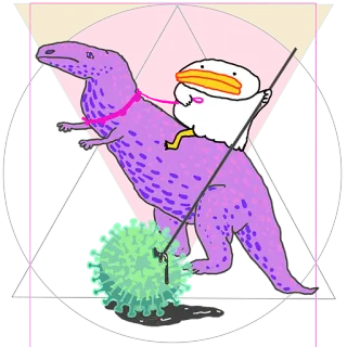 🙌 dinosaur, duck, cartoon, animal, sticker, illustration telegram sticker