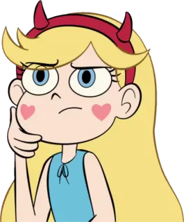 🤔 Star Butterfly Star vs. the Forces of Evil การ์ตูน, ผู้หญิง, คิด, ดาว, ผีเสื้อ telegram sticker