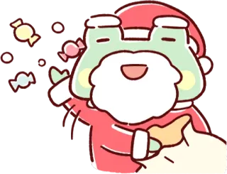 🍬 babbo natale, natale, rana, caramella, carino whatsapp sticker