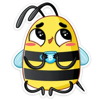 ☕️ ハチ, かわいい, 動物, かわいい, カップ, 飲み物, 漫画 telegram sticker