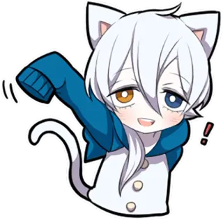 👋 kot, anime, chibi, słodki, kawaii, zwierzę, kreskówka, postać telegram sticker