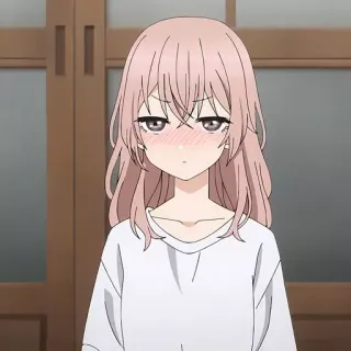 😑 Anime, Garota, Ruborizar, Fofo, Cabelo rosa telegram sticker