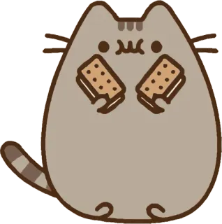 🍦 Pusheen Katze, Cartoon, Pusheen, Essen, Eis Sandwich, Dessert telegram sticker
