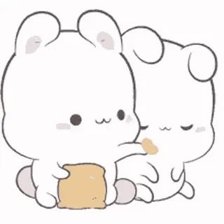 😋 น่ารัก, คาวาอิ, กระต่าย, สัตว์, ขนมปังปิ้ง, มิตรภาพ whatsapp sticker