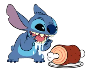 🍖 Stitch стич, disney, лило и стич, милый, мультфильм, ест, мясо telegram sticker