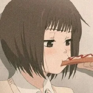 🥓 anime, eating, hotdog, girl, food, cartoon telegram sticker