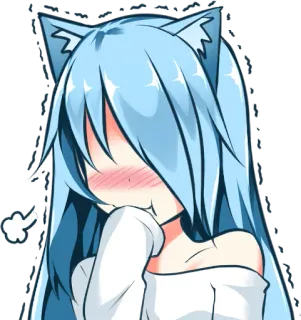 😽 animé, fille chat, rougissant, kawaii, mignon whatsapp sticker