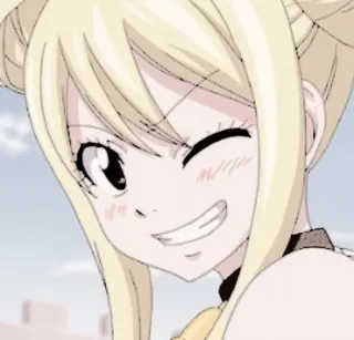 🎏 Lucy Heartfilia Fairy Tail Anime, Chica, Linda, Rubia, Guiño, Dibujo animado whatsapp sticker