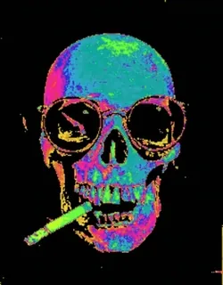 💀 череп, сигарета, солнцезащитные очки, скелет, курение, смерть telegram sticker
