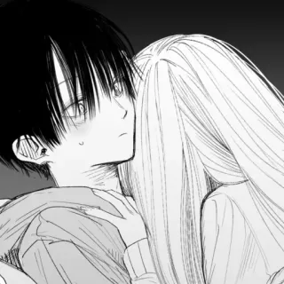 ❤️ アニメ, カップル, ロマンス, 愛情, 白黒 telegram sticker