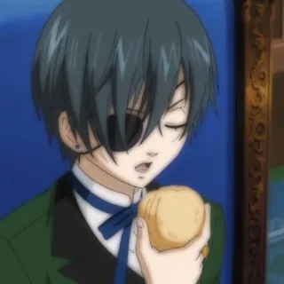 🗝 Ciel Phantomhive Black Butler Anime, Manga, Ciel Phantomhive, Black Butler, Personaje, Comiendo, Época Victoriana whatsapp sticker