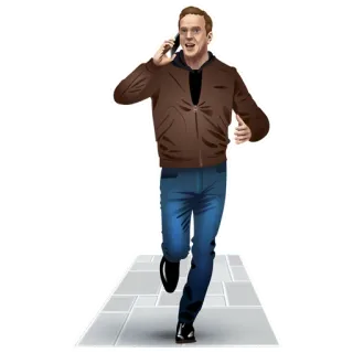 🏃‍♂️ homem, correndo, telefone, rua, pressa, urgente, chamada telegram sticker