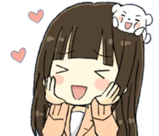 😍 Desenho animado, Fofo, Feliz, Menina, Urso, Kawaii, Adesivo telegram sticker