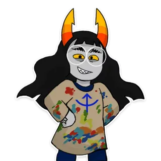 😇 мультфильм, персонаж, тролль, серый, рога telegram sticker