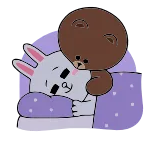 😴 Brown line friends, orso, coniglio, carino, kawaii, dormire whatsapp sticker