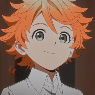 ⛓ Emma The Promised Neverland Anime, Manga, Lindo, Chica, Pelo naranja, Sonriendo, Retrato telegram sticker