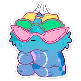 😎 怪物, 太阳镜, 酷, 卡通, 贴纸 telegram sticker