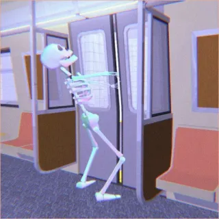 🦴 骸骨, 地下鉄, 電車, 骨, 怖い telegram sticker